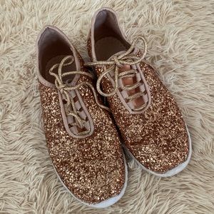 Rose gold sparkle tennis shoes